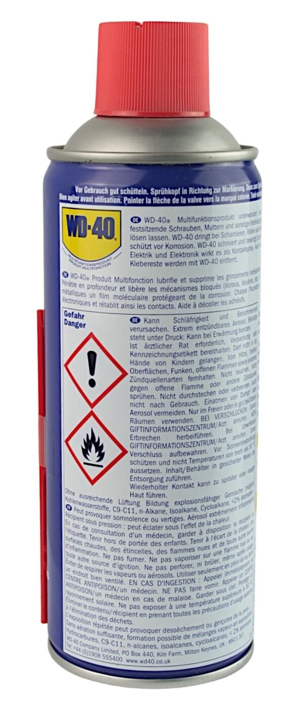 WD-40 Multifunktionsspray Flasche Rueckseite